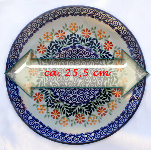 Bunzlauer Keramik Teller Dekor 25,5 cm Dekor Adelheid