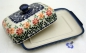 Orig. Bunzlauer Butterdose mit Kugelgriff Dekor Adelheid