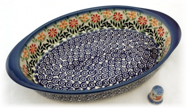 Bunzlauer Keramik Auflauf Form 28 cm Dekor Adelheid