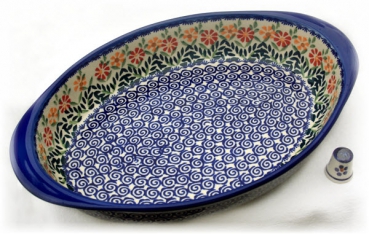 Bunzlauer Keramik Auflauf Form oval Dekor Adelheid