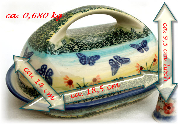 Bunzlauer Keramik Butterdose mit Griff Dekor Carmen