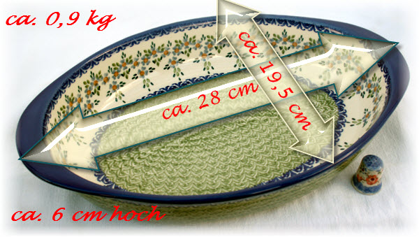 Bunzlauer Keramik Auflauf oval 28 cm Dekor Barbara