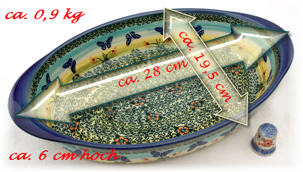 Bunzlauer Keramik Auflauf oval 28  cm Dekor Carmen