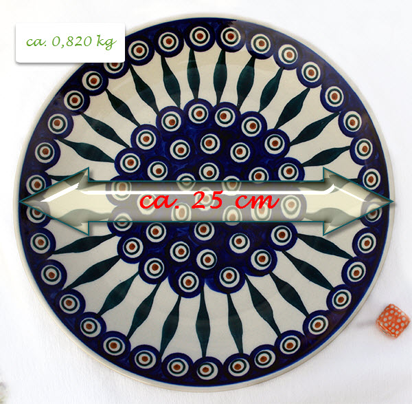 Bunzlauer Keramik Teller 25 cm Dekor Pfauenauge